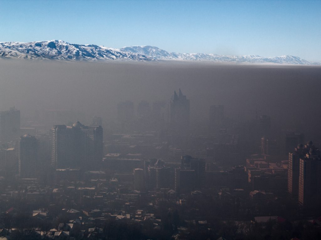 Smog over Almaty city, Kazakhstan